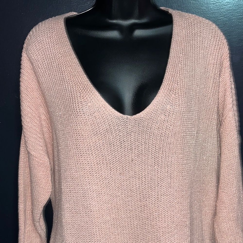 Express Pink with metallic threading, oversize sweater size Large